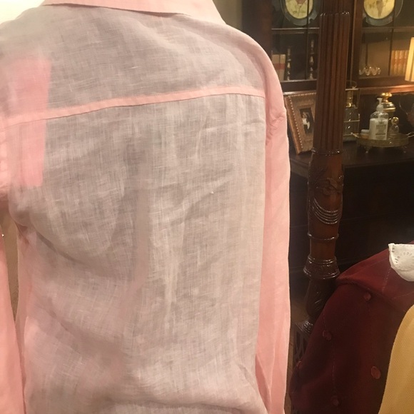 NWT Lilly Pulitzer Sea View pink tropics linen shirt, small - Picture 6 of 6